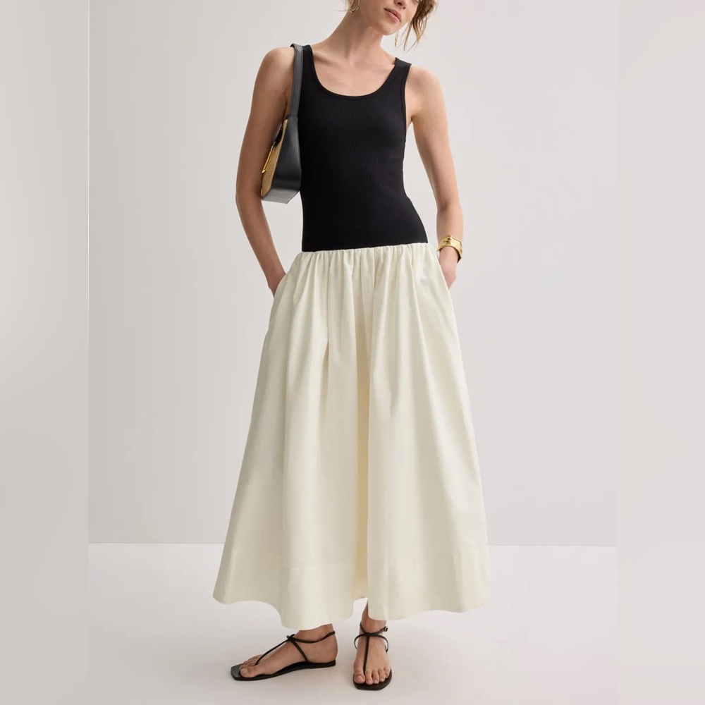 NWT Reformation Verdona Dress Womens XS Black White Anthropologie